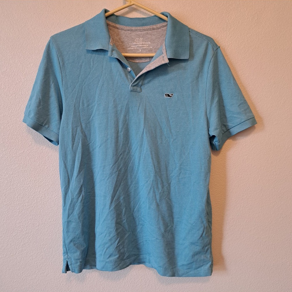 Vineyard Vines Edgartown Polo Shirt Mens Small Blue Short Sleeve Whale Logo